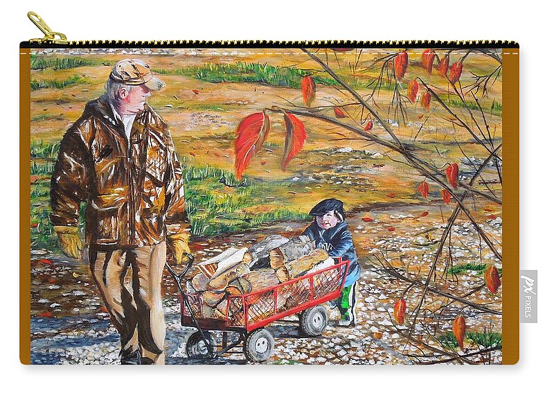 Grandpa Zip Pouch featuring the painting Grandpa's helper by Marilyn McNish