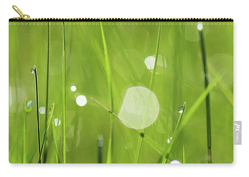 Grass Zip Pouch featuring the photograph Grass With Morning Dew by Chasing Light Photography Thomas Vela