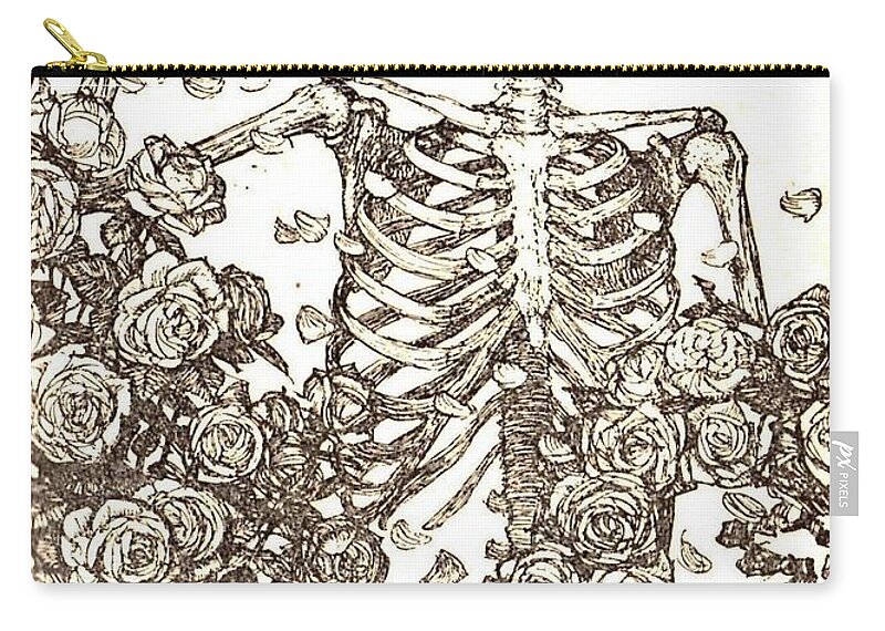  Zip Pouch featuring the photograph Gratefully Dead Skeleton by Kelly Awad