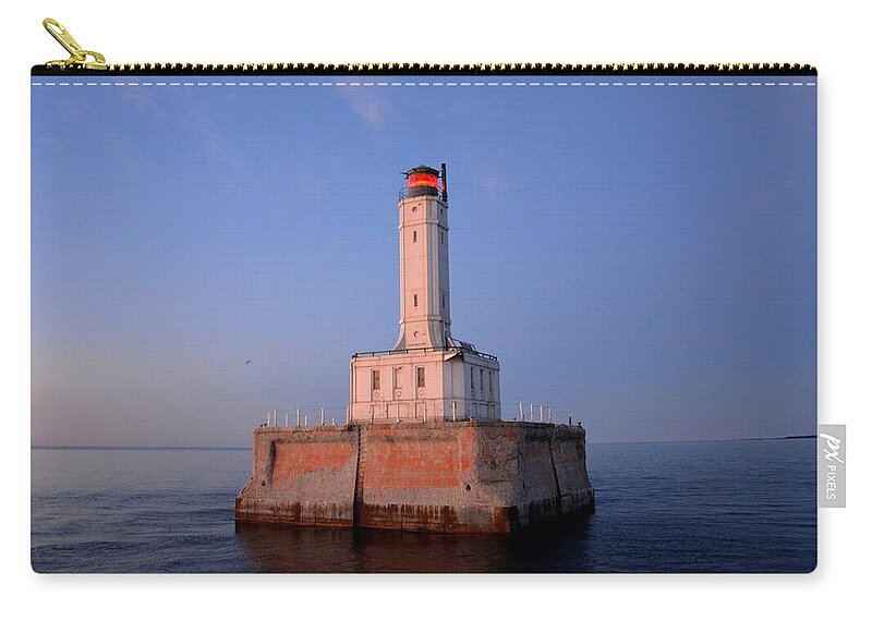 Lighthouse Zip Pouch featuring the photograph Grays Reef Lighthouse by Keith Stokes