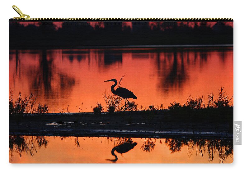 Great Zip Pouch featuring the photograph Great Blue Heron at Sunrise by Allan Levin