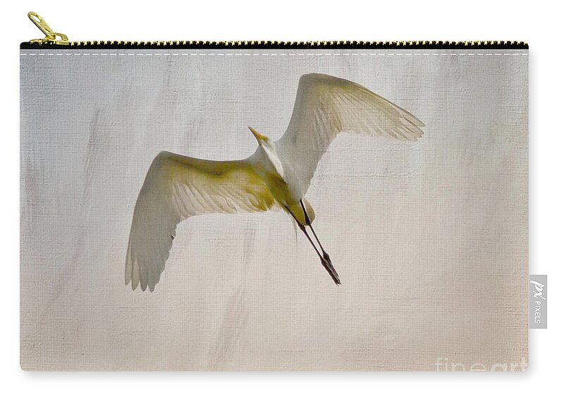 Egret Zip Pouch featuring the photograph Great Egret Sky Ballet by Kerri Farley