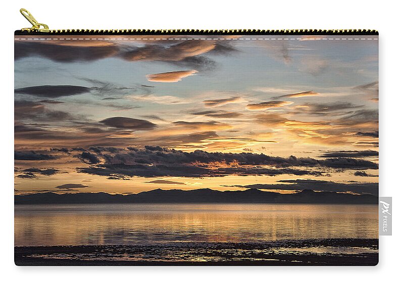 Island Zip Pouch featuring the photograph Great Salt Lake Sunset by Erika Fawcett