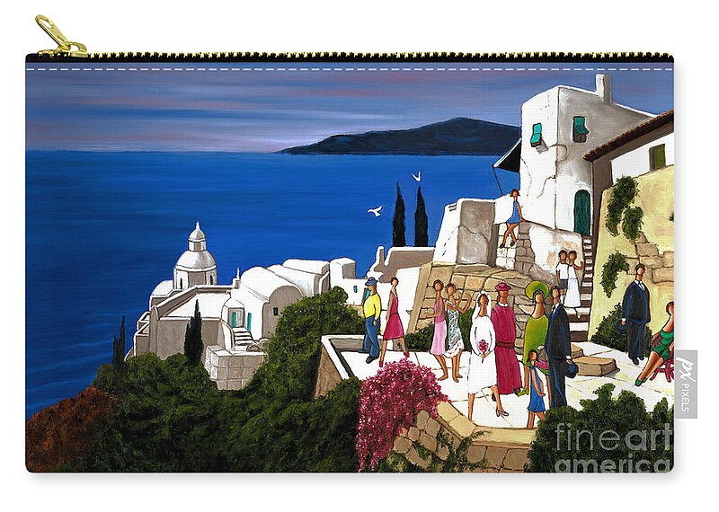 Greek Wedding Zip Pouch featuring the painting Greek Wedding by William Cain