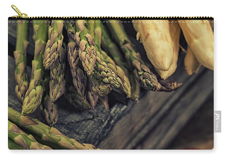 Bunch Zip Pouch featuring the photograph Green And White Asparagus by Gmvozd