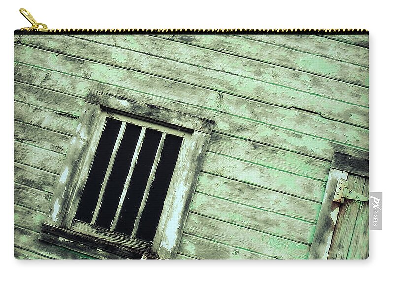 Barn: Barn Zip Pouch featuring the photograph Green Barn up close by Julie Hamilton