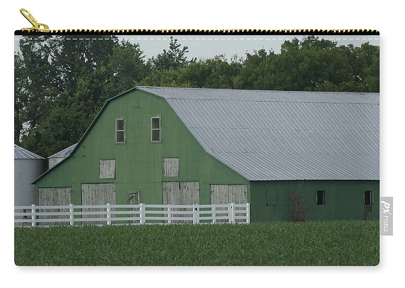 Barn Zip Pouch featuring the photograph Kentucky Green Barn by Valerie Collins