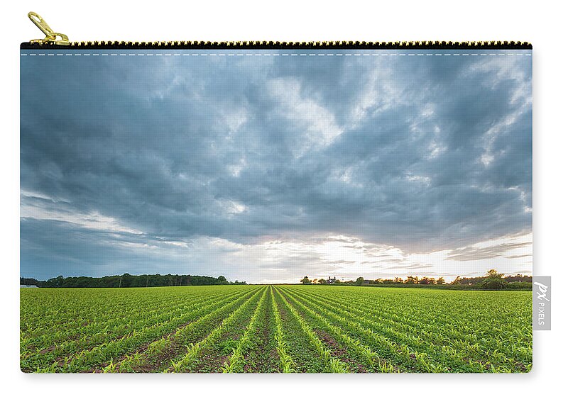 England Zip Pouch featuring the photograph Green Crop Field Sunset by Chrishepburn