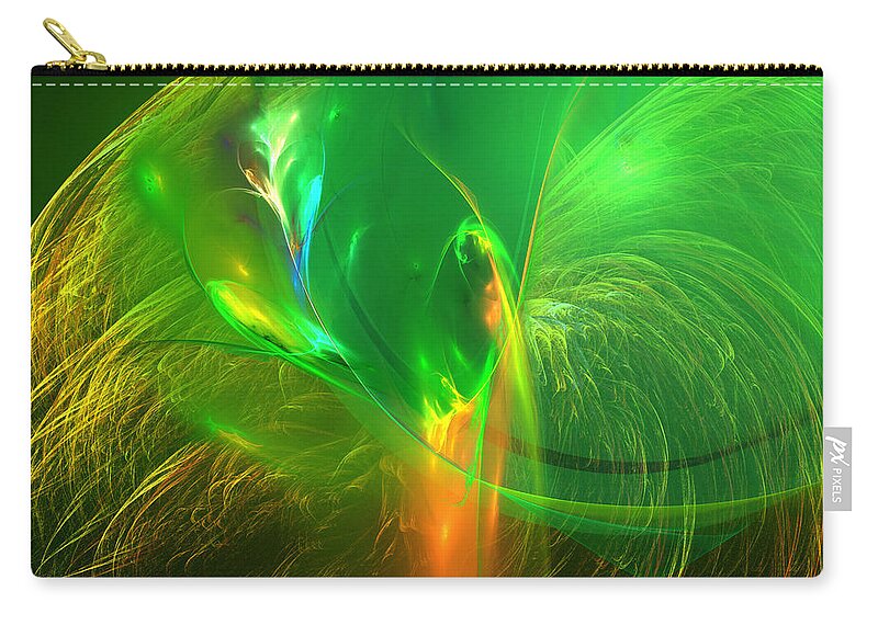 Green Zip Pouch featuring the digital art Green Goddess by Lisa Yount