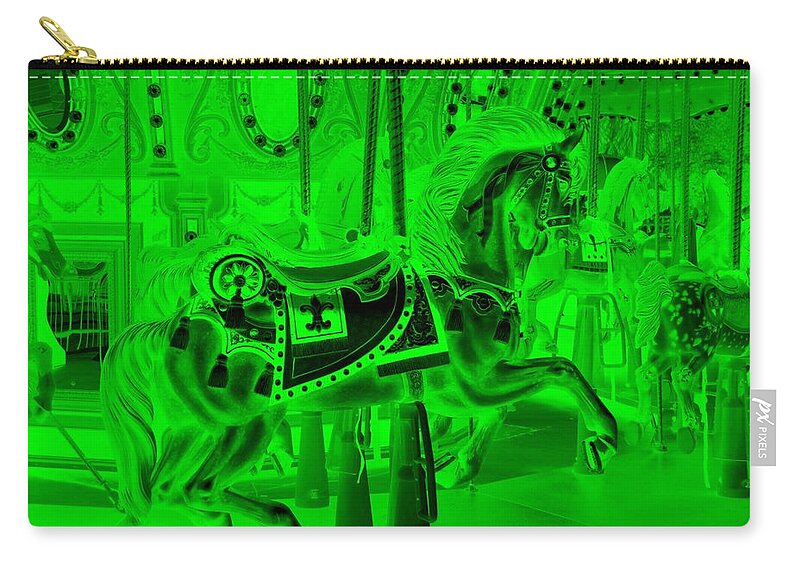 Carousel Zip Pouch featuring the photograph Green Horse by Rob Hans
