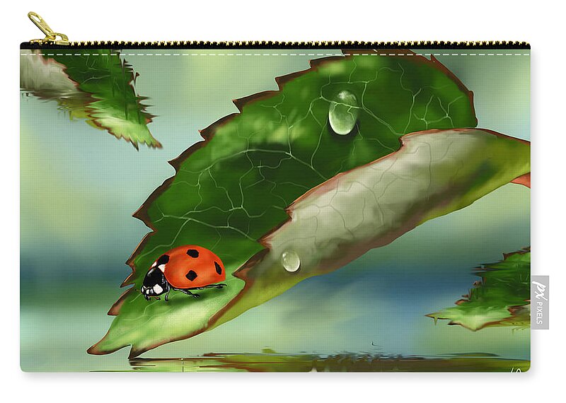Green Zip Pouch featuring the painting Green leaf by Veronica Minozzi