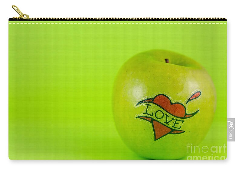 Tattoo Zip Pouch featuring the photograph Green Love from Tattoo Series by Jonas Luis