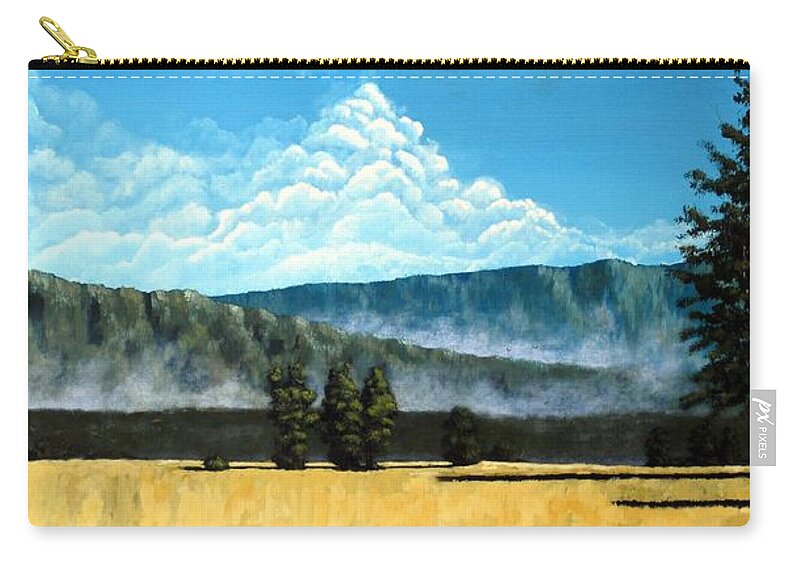 Landscape Zip Pouch featuring the painting Green Mist by Michael Dillon