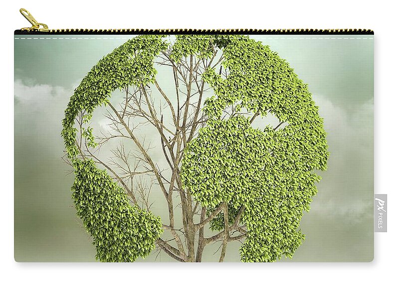 Environmental Conservation Zip Pouch featuring the digital art Green Planet, Conceptual Artwork by Andrzej Wojcicki