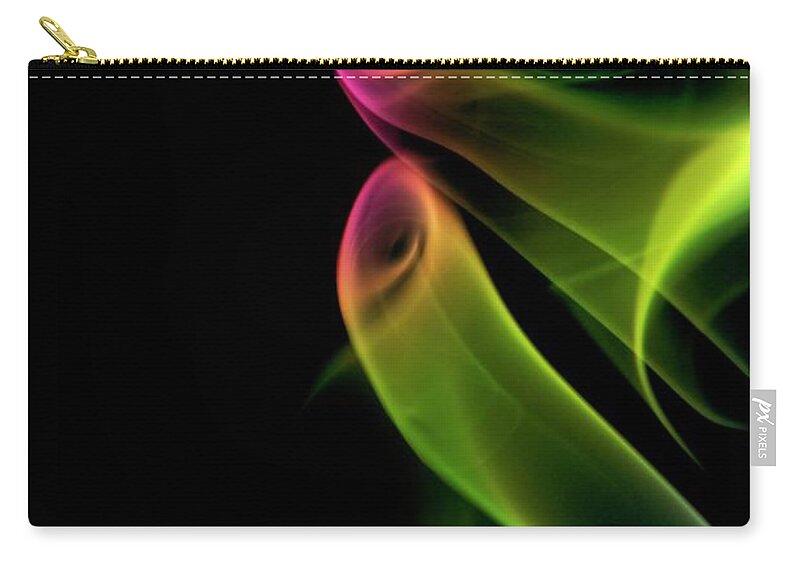 Black Background Zip Pouch featuring the photograph Green Smoke On A Black Background by Gm Stock Films