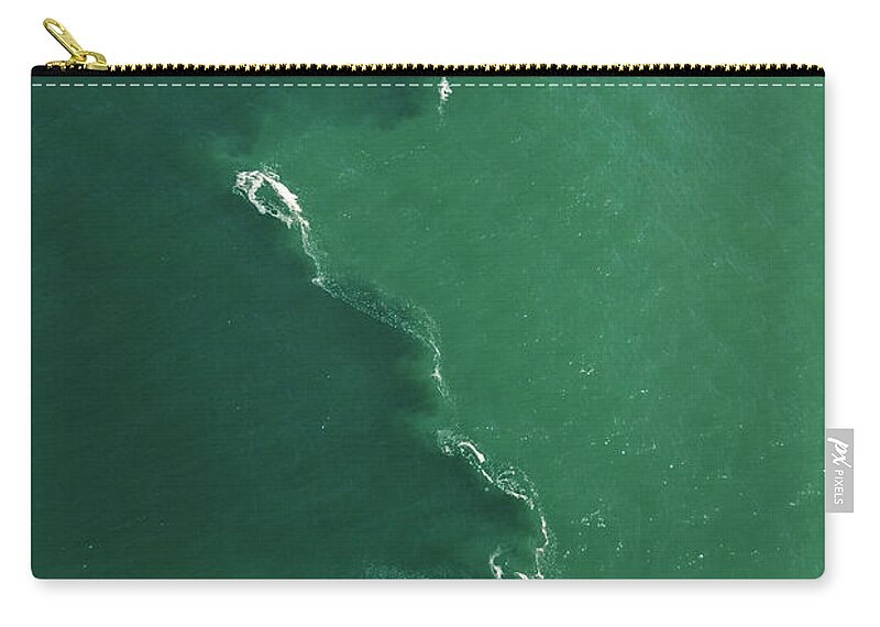 Tranquility Zip Pouch featuring the photograph Green Tones And Waves In Ocean Aerial by Sami Sarkis