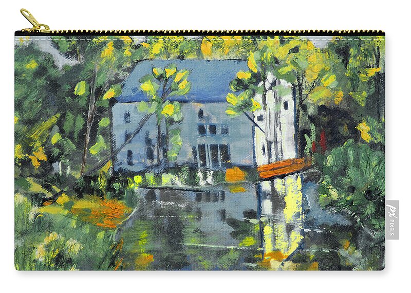 Painting Zip Pouch featuring the painting Green Township Mill House by Michael Daniels