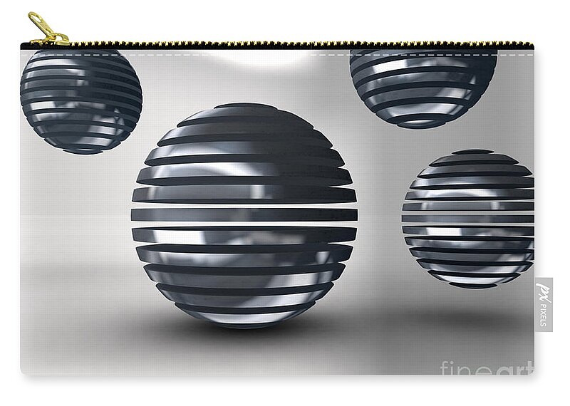 Surreal Zip Pouch featuring the digital art Gridded Spheres by Eric Nagel