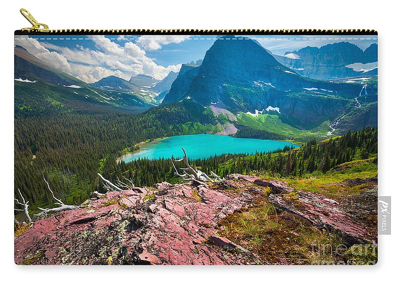 America Zip Pouch featuring the photograph Grinnel Lake by Inge Johnsson