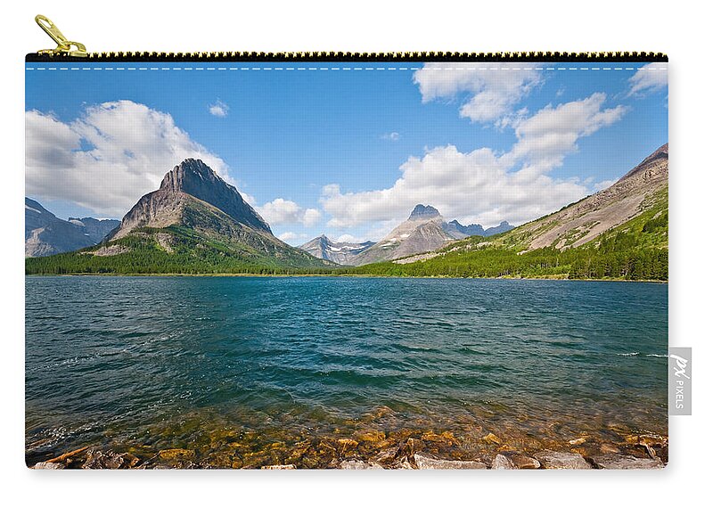 Beauty In Nature Zip Pouch featuring the photograph Grinnell Point from Swiftcurrent Lake by Jeff Goulden