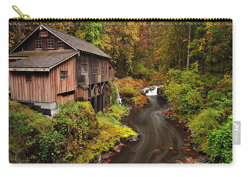 Autumn Carry-all Pouch featuring the photograph Grist Mill in Autumn by Andrew Kumler