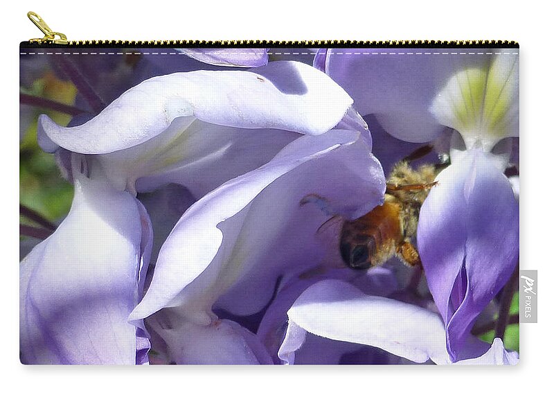 Bee Zip Pouch featuring the photograph Groovy Bee by Claudia Goodell