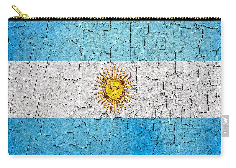 Aged Zip Pouch featuring the digital art Grunge Argentina flag by Steve Ball