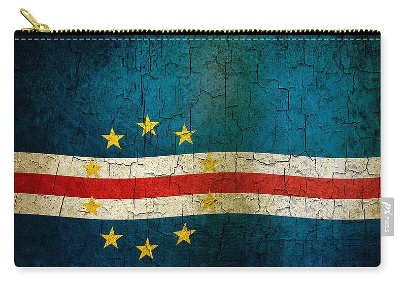 Aged Zip Pouch featuring the digital art Grunge Cape Verde flag by Steve Ball