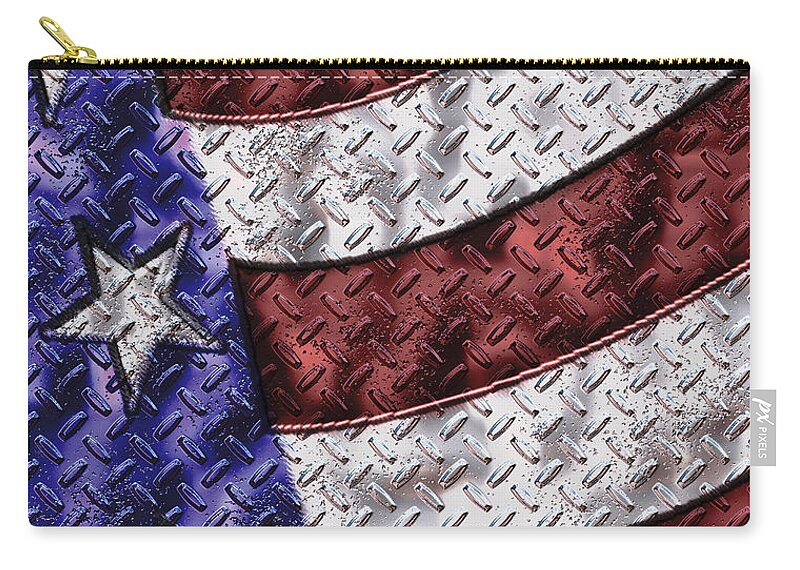 Flag Zip Pouch featuring the digital art Grunge Flag by Rick Bartrand