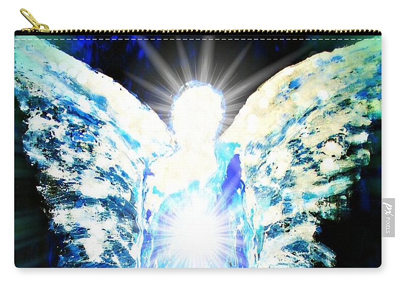 Angels Zip Pouch featuring the painting Guardian of The Light by Alma Yamazaki