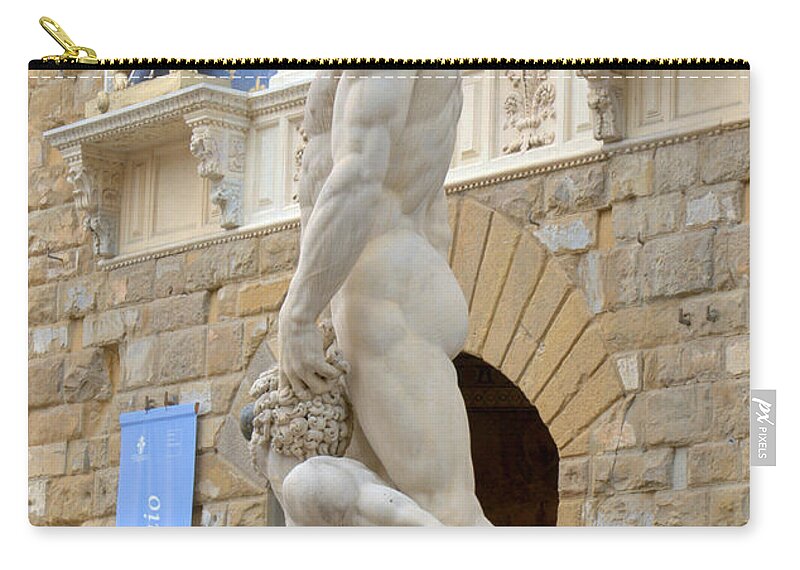 Florence Zip Pouch featuring the photograph Guarding the Palace by Caroline Stella
