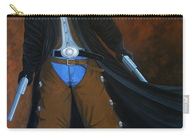 Cowboy Zip Pouch featuring the painting Gunner by Lance Headlee