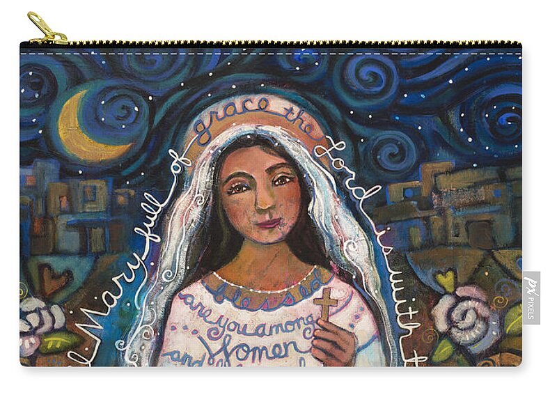 Jen Norton Zip Pouch featuring the painting Hail Mary by Jen Norton