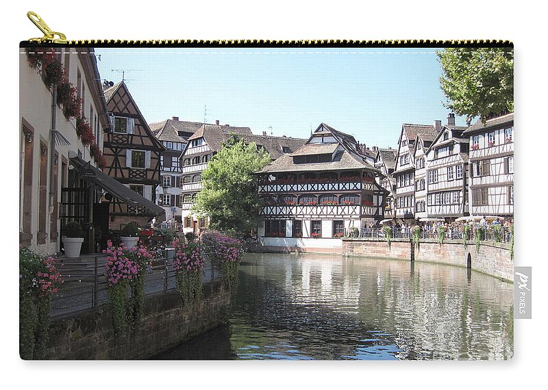 Timber Zip Pouch featuring the photograph Half-Timbered Houses in Strasbourg by Amanda Mohler