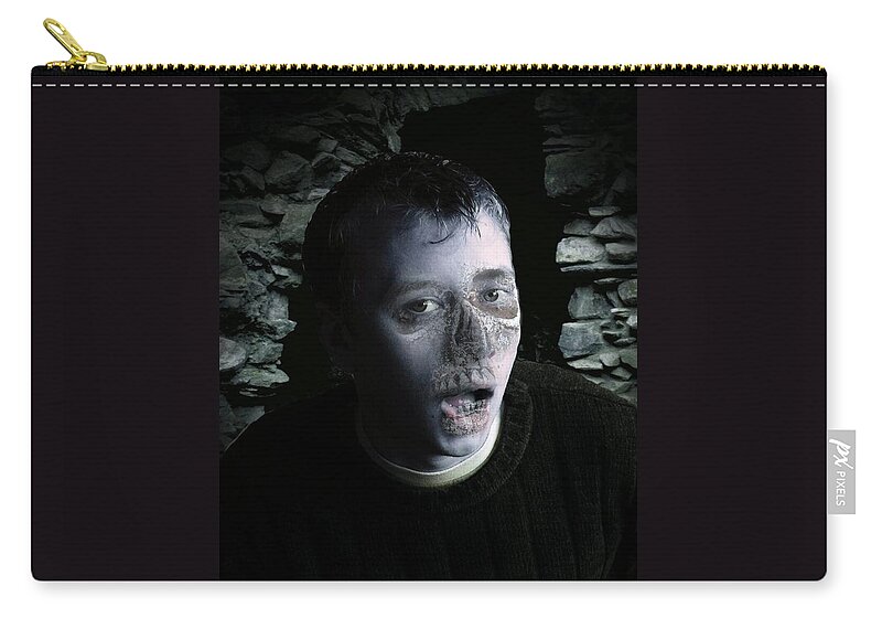Dark Zip Pouch featuring the photograph Halloween Chris by Ron Harpham
