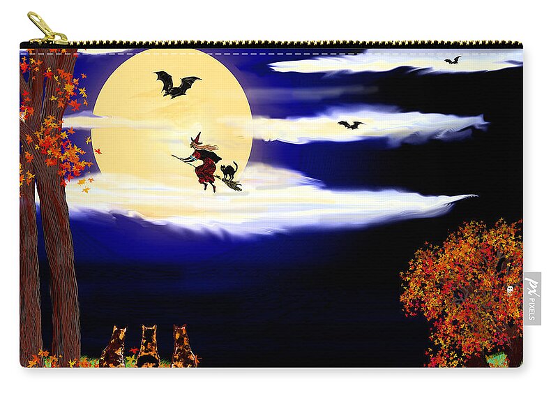 Halloween Zip Pouch featuring the painting Halloween Night by Michele Avanti