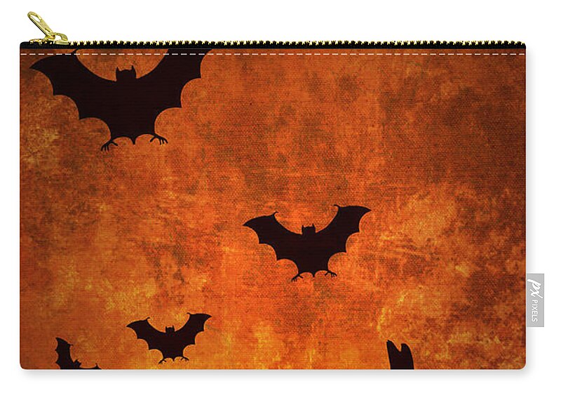 Halloween Zip Pouch featuring the digital art Halloween Pumpkins and Bats by Jelena Jovanovic