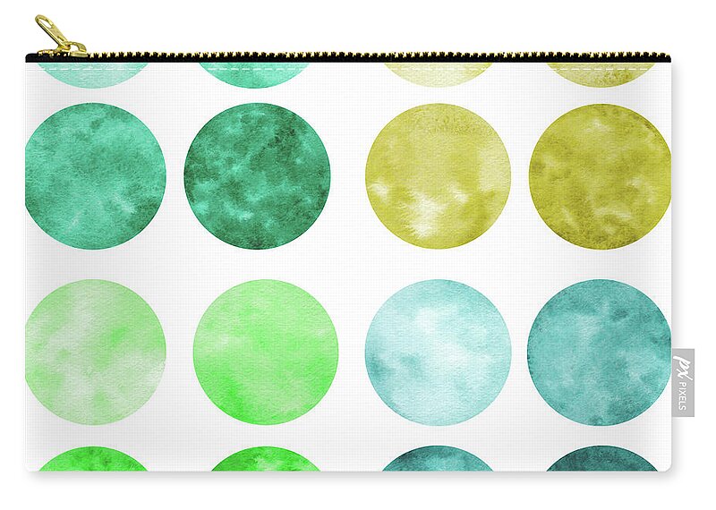 Gouache Zip Pouch featuring the digital art Hand Drawn Set Of Green Watercolor by Olgaolmix
