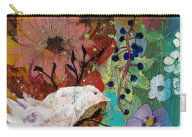 White Bird Zip Pouch featuring the painting Happiness by Robin Pedrero