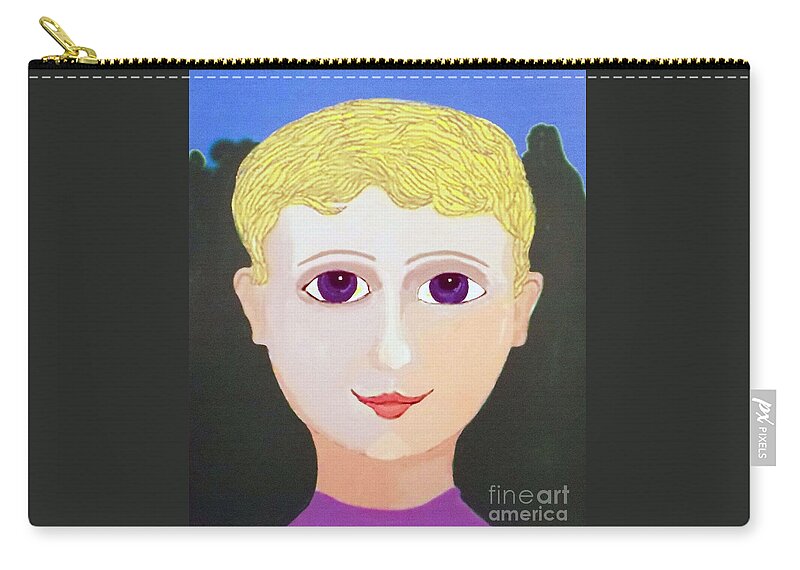 Happy Boy Zip Pouch featuring the painting Happy Boy by Fred Jinkins