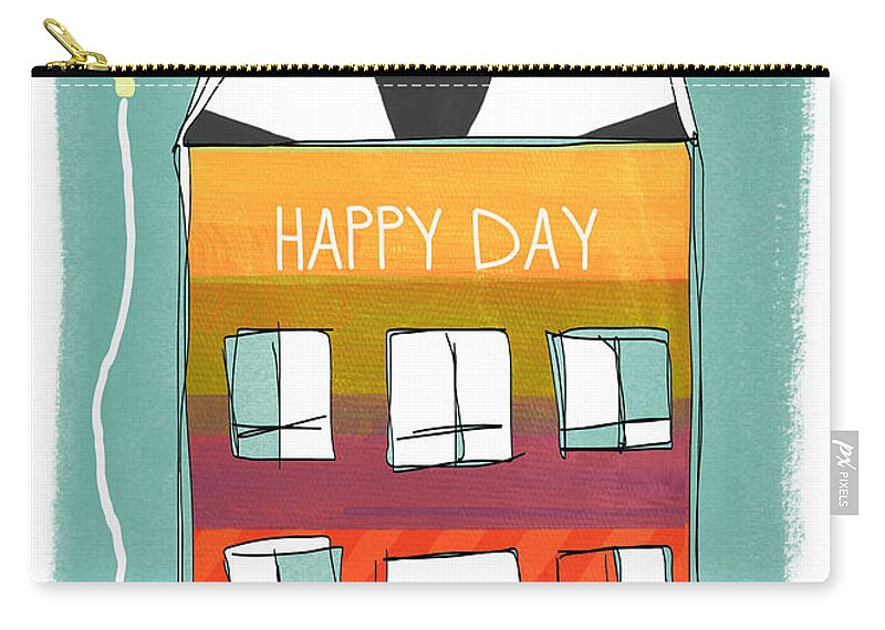 Birthday Zip Pouch featuring the mixed media Happy Day Card by Linda Woods
