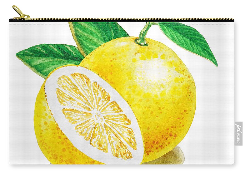 Grapefruit Zip Pouch featuring the painting Happy Grapefruit- Irina Sztukowski by Irina Sztukowski