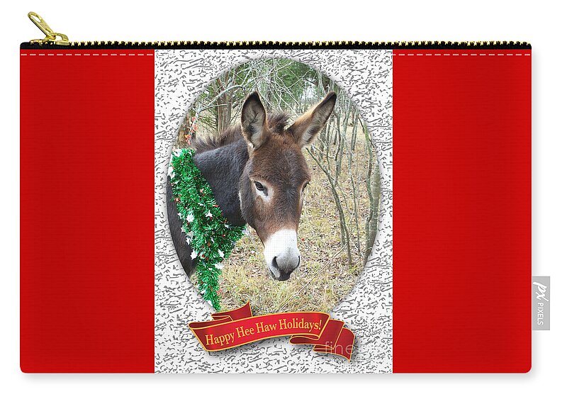 Christmas Card Zip Pouch featuring the photograph Happy Hee Haw Holidays by Cheryl McClure