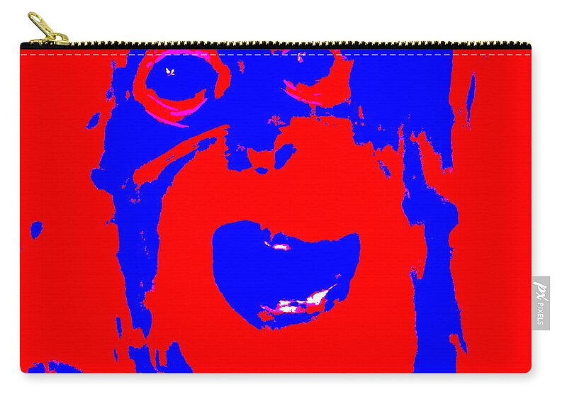 Animals Zip Pouch featuring the painting Happy Monkey Red and Blue by Sue Jacobi