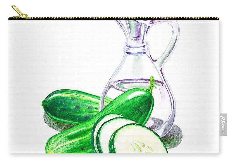 Cucumber Zip Pouch featuring the painting Happy Pickles by Irina Sztukowski