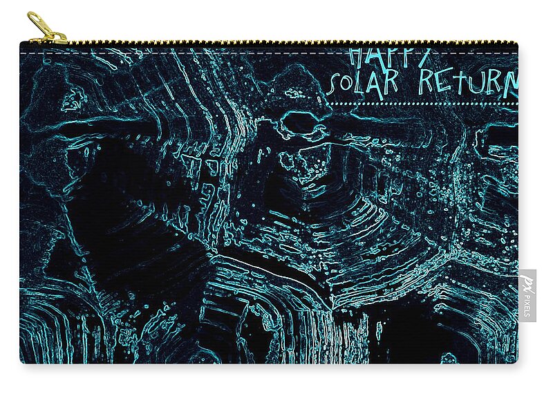 Tortoise Shell Design Zip Pouch featuring the digital art Happy Solar Return Turquoise by Cleaster Cotton