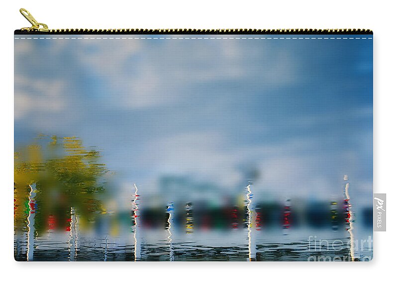 Boat Zip Pouch featuring the photograph Harbor Reflections by Michael Arend
