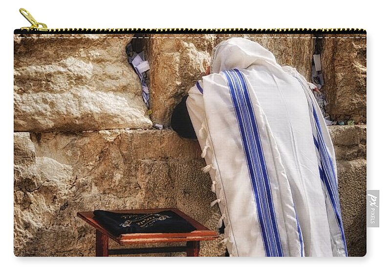 Israel Zip Pouch featuring the photograph Harken Unto My Prayer O Lord Western Wall Jerusalem by Mark Fuller