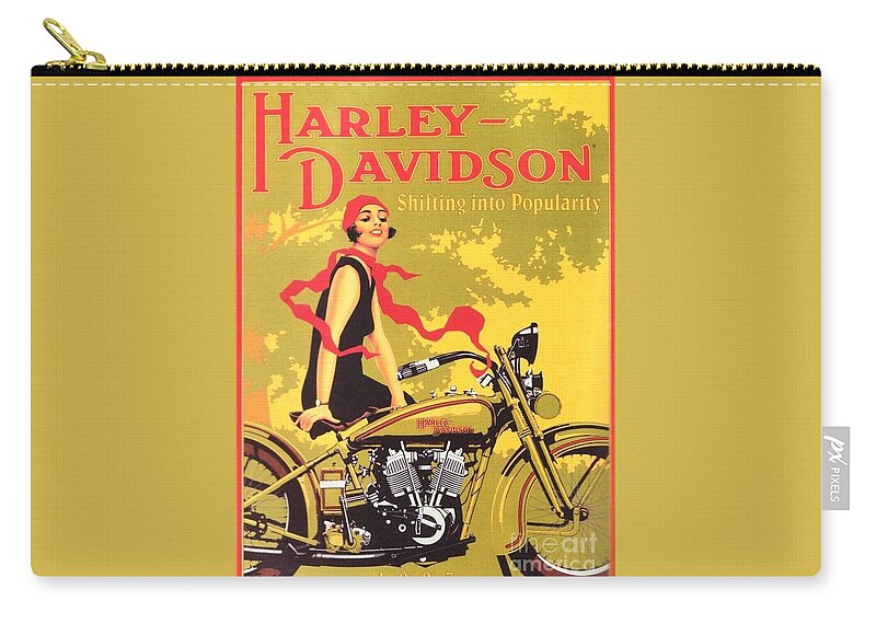 Pd-art: Reproduction Zip Pouch featuring the painting Harley Davidson 1927 Poster by Thea Recuerdo