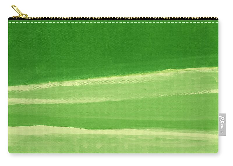 Abstract Painting Zip Pouch featuring the painting Harmony In Green by Linda Woods